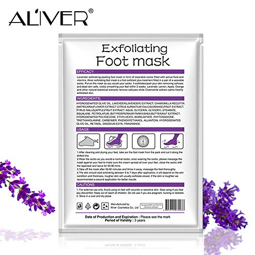 [Australia] - Foot Mask 5 Pack, Foot Peel Mask Callus Remover, Exfoliating Peeling Calluses Dead Skin, Callus Remover Foot Mask, Baby Soft Smooth Touch Feet-Men Women Exfoliating Foot Mask (Lavender) 2 Count (Pack of 5) 
