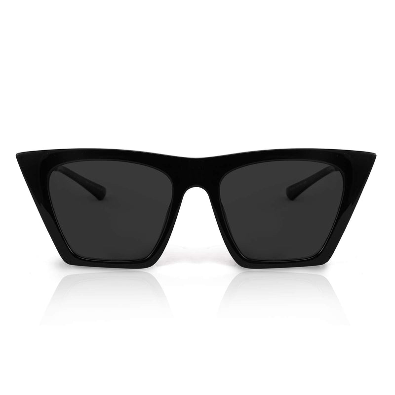 [Australia] - FEISEDY Vintage Polarized Square Cat Eye Sunglasses Women Trendy Fashion Cateye Polarized Sunglasses B2692 Black Frame/Grey Lenses 55 Millimeters 