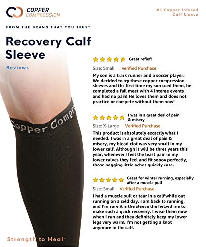[Australia] - Copper Compression Calf Sleeves - Footless Compression Socks for Running, Cycling, & Fitness. Support and Relief from Shin Splints, Varicose Veins, Sore Muscles + Joints, Sprains, Strains (1 PAIR - M) Medium (1 Pair) 