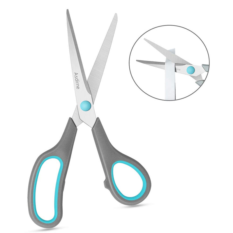 [Australia] - Asdirne Scissors, Stainless Steel Blades, Soft Grip Handle, Suitable for Households,Offices and Schools, Blue/Grey, 4 pcs/Pack 4 Pack-blue 