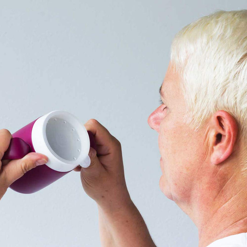 [Australia] - Ornamin Two Handled Mug with Internal Cone 140 ml Blackberry with Drinking Lid (Model 815 + 814) / feeding cup, drinking aid, ergonomic mug 