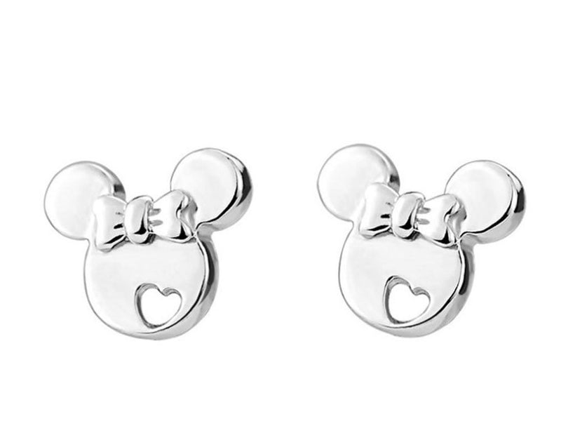 [Australia] - findout 925 Sterling Silver Hollow Cute Mouse Pendant Necklace And Earrings Set For Women Girls (S1480) 