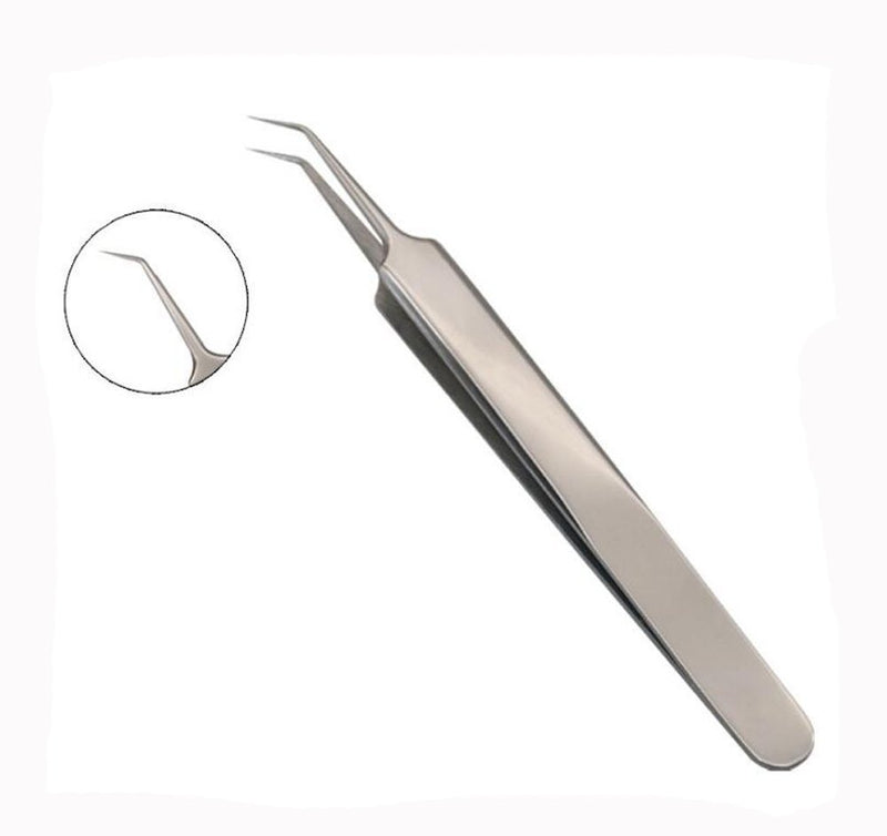 [Australia] - 1Set(3PCS) Silver Professional Remove Blackheads Tweezers Set - Stainless Steel Straight/Slanted & Pointed Splinter/Bend Curved Blemish Extractor Tool for Acne Zit Cystic Blemish Whitehead Popping 