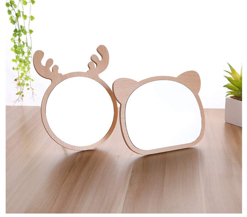 [Australia] - Cute Table Mirror with Stand for Makeup Decorative Vintage Wood Personal Vanity Cosmetic Wooden Tabtop Mirror Home Decoration for Women Girls (Bear) Bear 