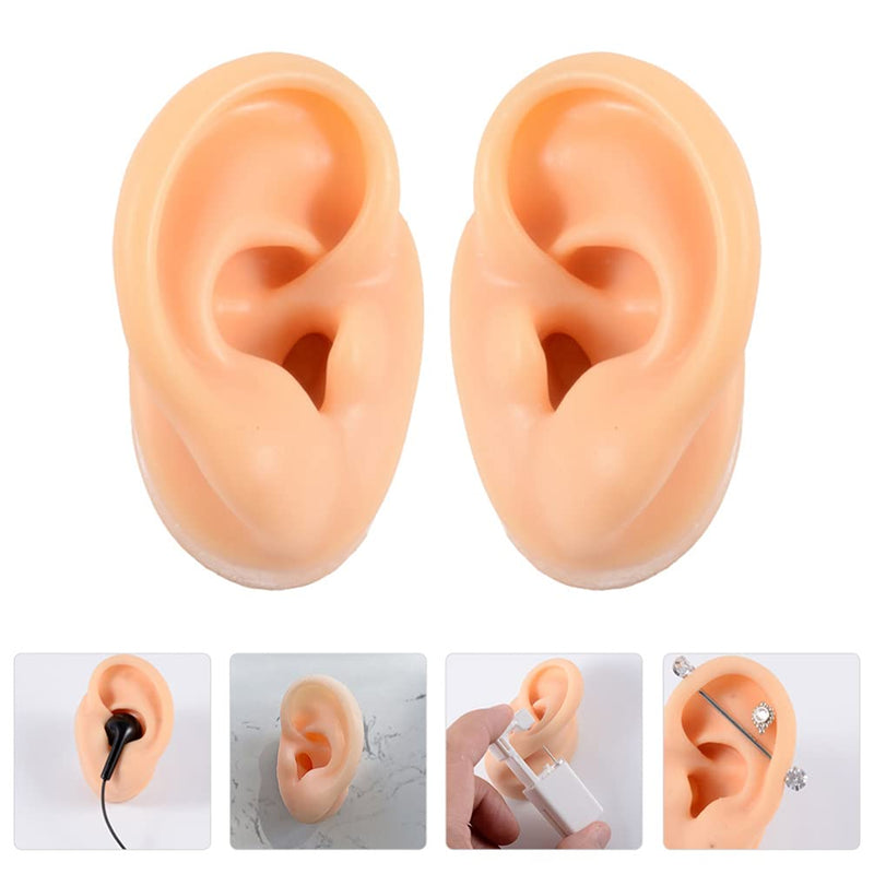 [Australia] - HEMOTON 2pcs Soft Silicone Ear Model Fake Ear Display Sample Ear Display Earrings Sample For Study Practice Teaching Tools Props 