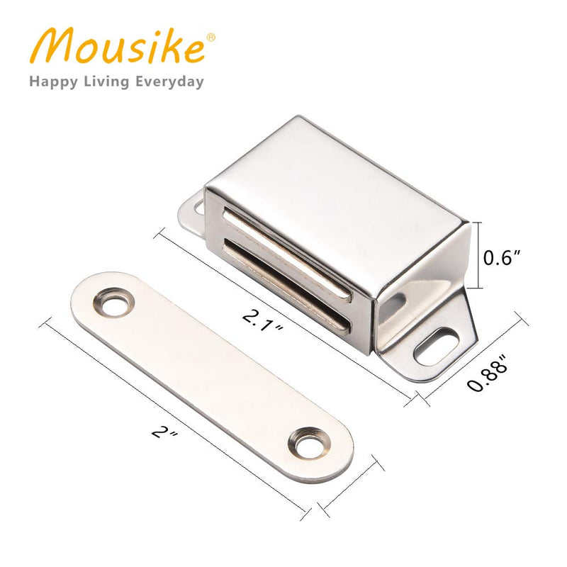 [Australia] - Mousike Cabinet Magnets 25lb Stainless Steel Magnetic Door Catch with Strong Magnetic for Kitchen Cupboard Wardrobe Closet Cabinet Door Drawer Latch (2.1"25 lbs(4 Pack)) 25lb-4Pack Silver 