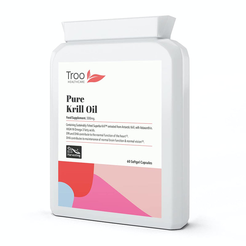 [Australia] - Troo Health Care Superba Krill Oil Extract 500 mg - 60 Soft Gel Easy Swallow Capsules – Sustainably Eco Harvested from Antarctic Krill with Astaxanthin - Manufactured to GMP Standards 