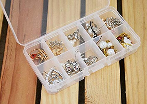 [Australia] - Jewelry Organizer (4pack) Adjustable Removable Clear Plastic 15-Grid Jewelry Organizer Divider Storage Box Jewelry Earring Tool Containers (4pack(15-Grid)) 4pack(15-Grid ) 