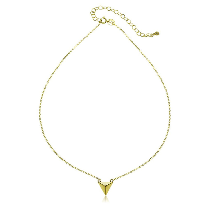 [Australia] - GemStar USA Sterling Silver Polished Triangle Pyramid Dainty Choker Necklace yellow-gold-flashed-silver 