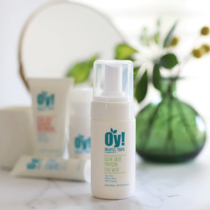 [Australia] - Green People Oy! Foaming Clear Skin Face Wash 100ml | Natural & Organic Teenage Facial Wash | Willow Bark & Tea Tree | Skin Care for Pre-Teens & Teens with Spots & Blemishes | Cruelty-Free & Vegan 