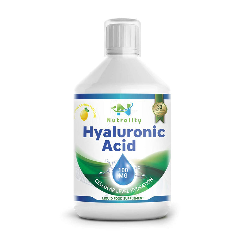 [Australia] - Nutrality Liquid Hyaluronic Acid Dietary Supplement, 100 mg, Low Molecular Natural Cell Hydrating Formula with Vitamin C for Advanced Joint Support, Vegan Friendly 