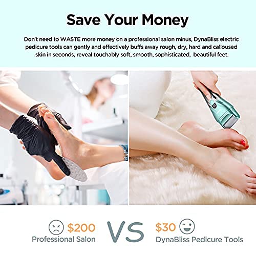 [Australia] - Electric Foot File Callus Remover Rechargeable, DynaBliss Upgraded Electric Callus Remover, Pedicure Tools with 4 Roller Heads, LED Light, 2 Speed, LED Display, Best for Dead, Hard Cracked Dry Skin Green 