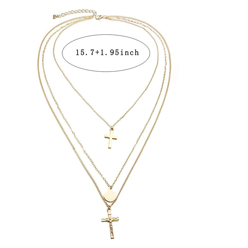 [Australia] - Zehory Boho Layered cross Necklaces Gold Sequin Jesus Pendant Necklace Chain for Women and Girls 