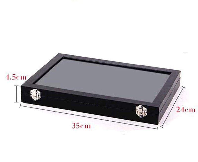 [Australia] - Papinimo Black Velvet Glass Lid Drawer Insert Jewelry Tray Box Multifunction Display Organizer Rings Earrings Necklaces Bracelet Watch Vintage Buttons Box Storage Holder Compartments for Women Girls multi-fuctional jewelry tray 