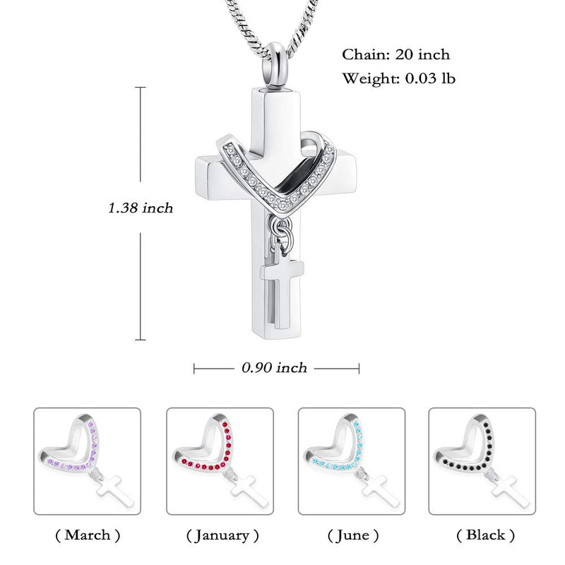 [Australia] - Yinplsmemory Cross Cremation Necklace Urn Pendant for Ashes Papa Memorial Ashes Keepsake Jewelry clear 