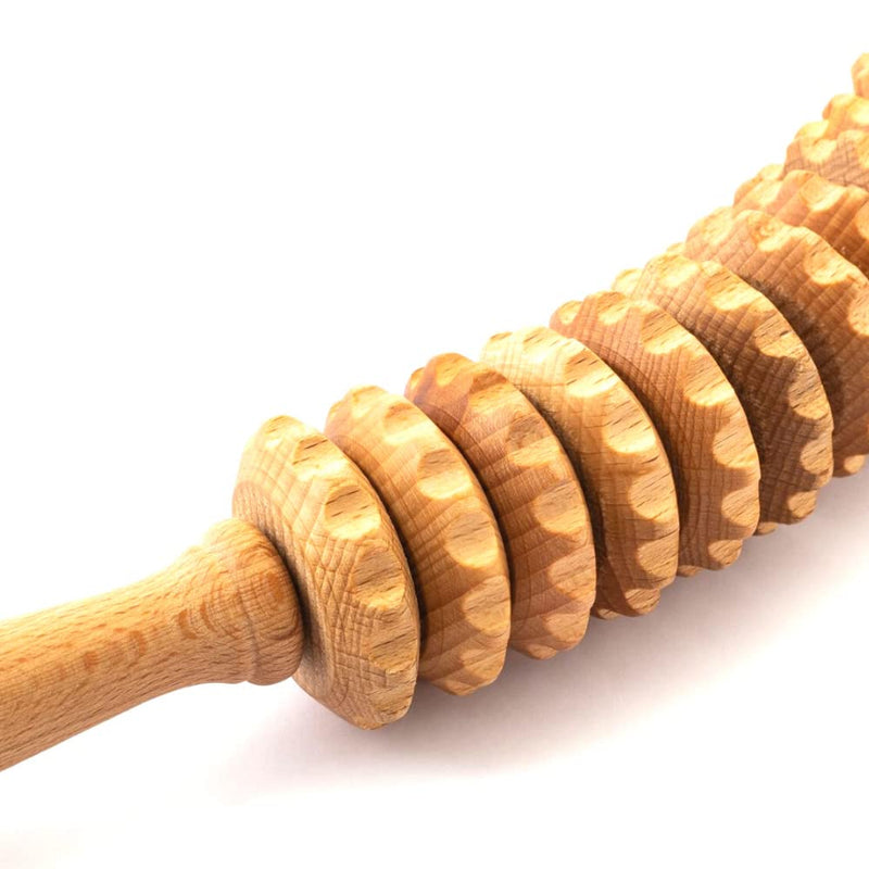 [Australia] - Mr. Woodware Professional Wooden Sturdy Lymphatic Drainage Curved Roller - 15.6 inch Soft Tissue Therapy - Recommended by Professionals 