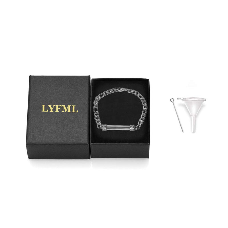 [Australia] - LYFML Cylinder Cremation Jewelry Bracelet for Ashes, Memorial Urn Ashes Holder Bangle Made of 316L Stainless Steel, Inlaid with Crystals Come with Free Fill Kit Support for Customization 