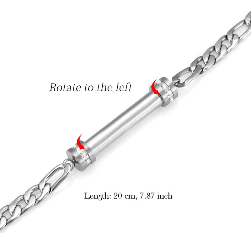 [Australia] - Cylinder Cremation Bracelet for Ashes Urn Jewelry Stainless Steel Memorial Keepsake Urn Bracelet Bangle Ashes Holder Silver 