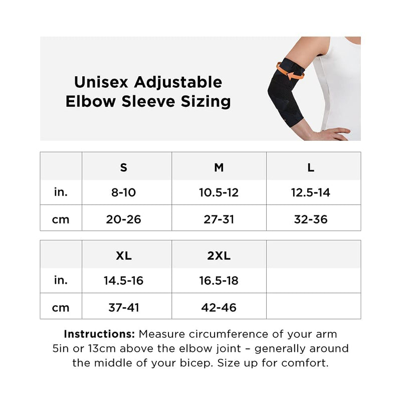 [Australia] - Tommie Copper Unisex Pro-Grade Adjustable Compression Elbow Sleeve - Black, Large 