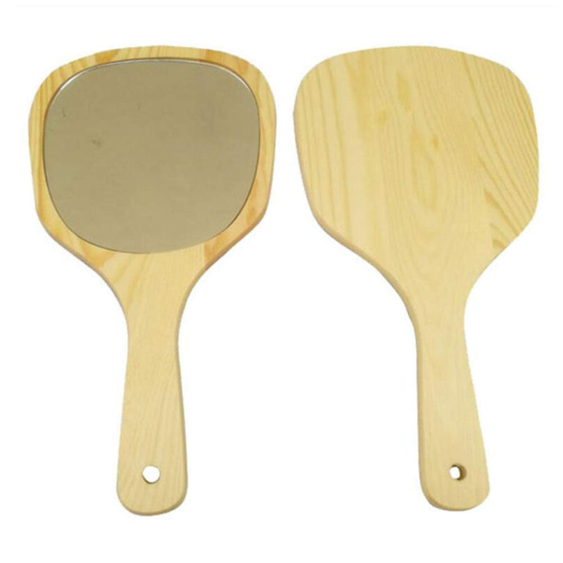 [Australia] - Lurrose Hand Mirror Wood Handheld Mirrors with Handle Wall Mounted Bathroom Mirror for Women Makeup Salon Travel (Sector Varnish - Medium Size) 