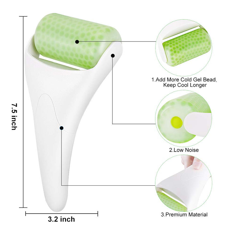 [Australia] - BFASU Ice Roller for Face & Eye Puffiness Migraine Relief, Ice Face Rollers for Women Facial Massager, Minor Injury, Headaches Relief, Anti Wrinkle Skin Care Product White-Green 