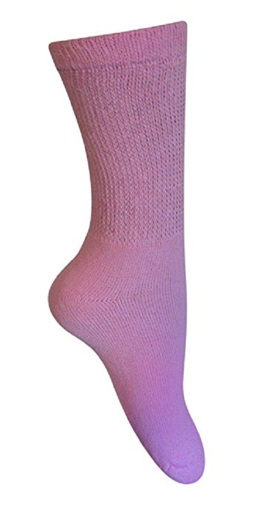 [Australia] - Womens Diabetic Crew Socks (3 Pack) 9-11, Pink, Made in The USA 