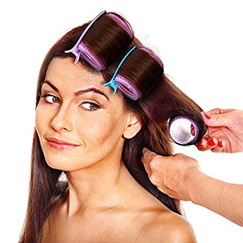 [Australia] - 44 mm Self Grip Hair Rollers Set 12 Count large Self Holding Rollers and 12 Multicolor Plastic Duck Teeth Bows hair Clips Hairdressing Curlers for Women, Men and Kids (44 mm, 24 Pieces) 