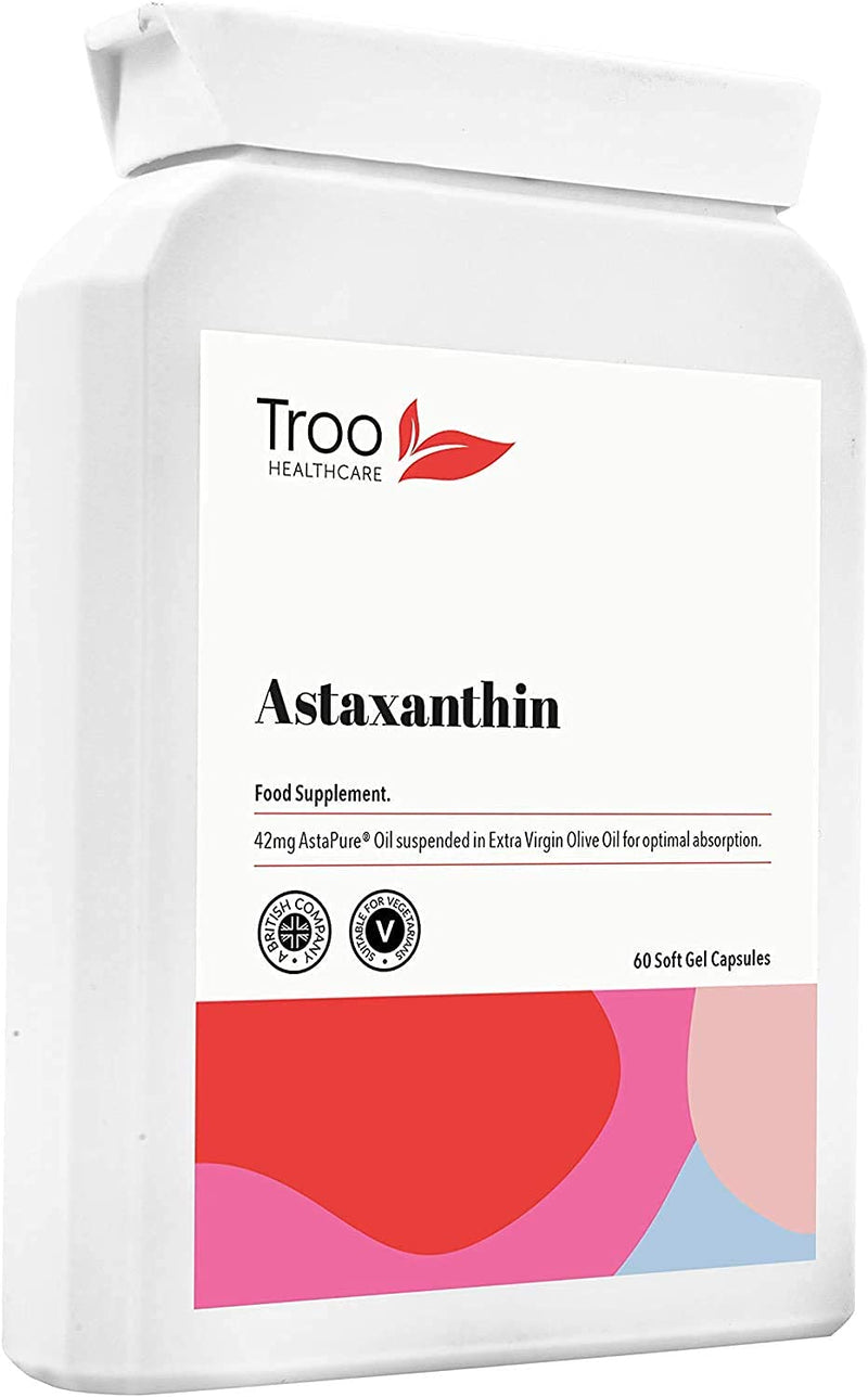 [Australia] - Natural Astaxanthin AstaPure Oil Supplement (42mg) - 60 Soft Gel Capsules - High Grade Strain Haematococcus Pluvialis | UK Manufactured 60 Count (Pack of 1) 