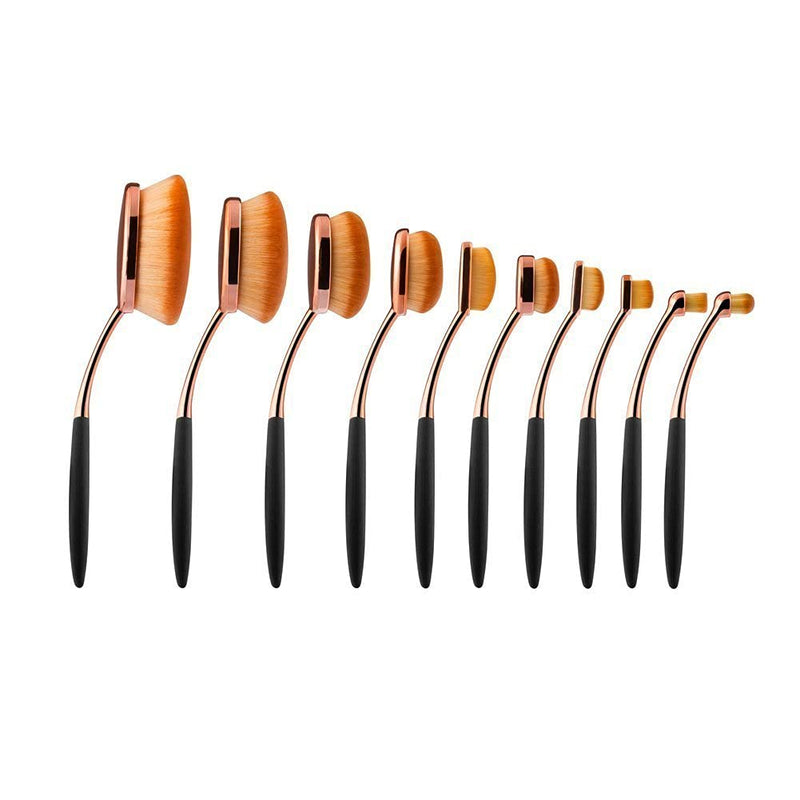 [Australia] - Foundation Oval Makeup Concealer Powder Brush Set, Rose Golden Rose Gold 