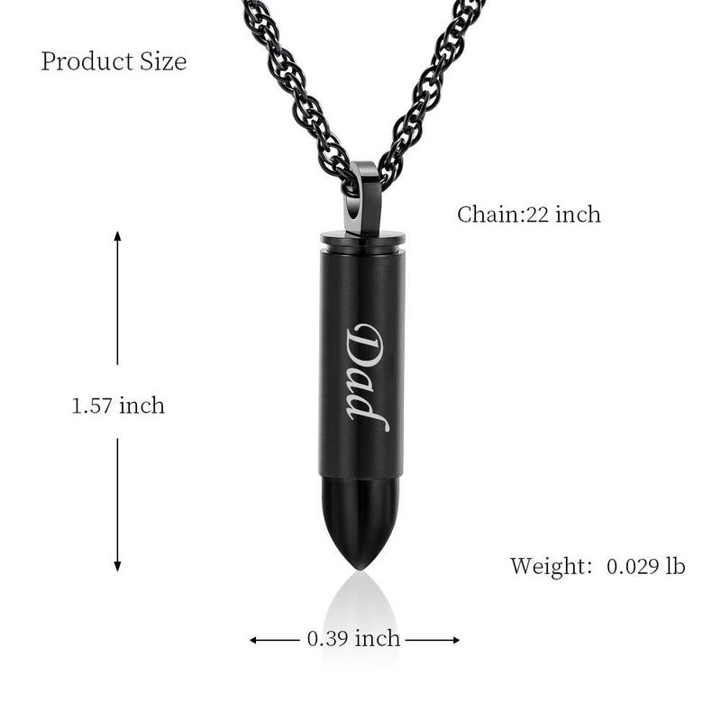 [Australia] - shajwo Cremation Jewelry Bullet Urn Ashes Necklace for Women Men Cylinder Keepsake Memorial Locket Pendant Ash Holder Dad 