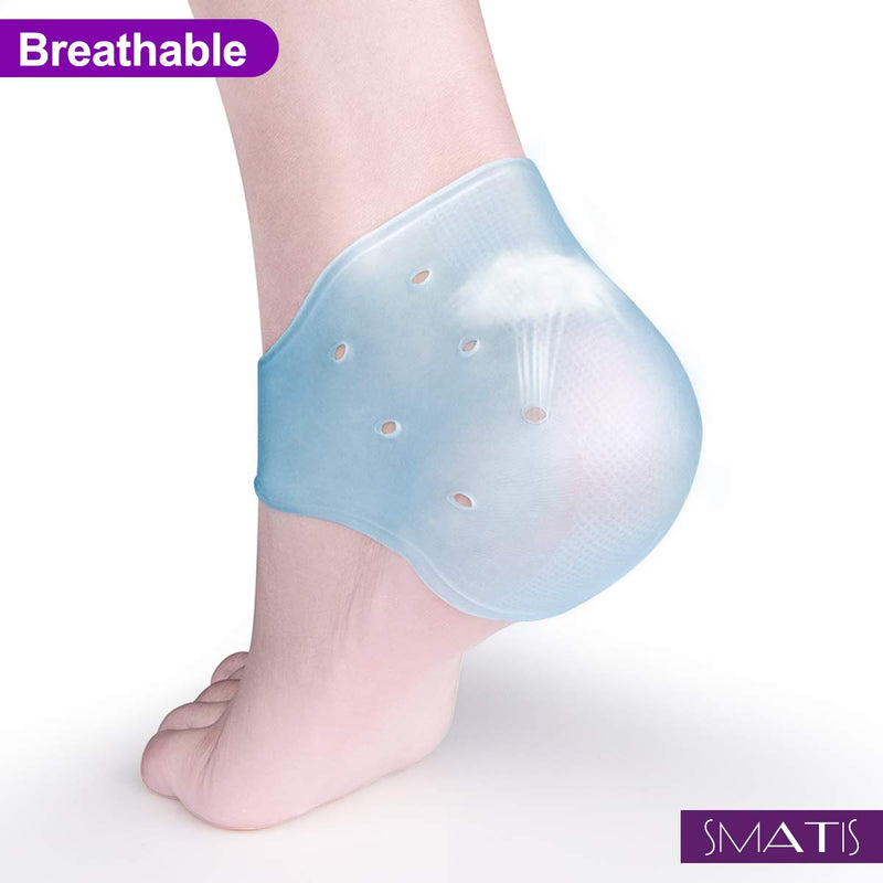 [Australia] - SMATIS Heel Sleeves, 2PCS Heel Cushion Gel Heel Protector for Plantar Fasciitis Achilles Tendonitis Bone Spur Aching Feet Relieve Pain light blue 2PCS 