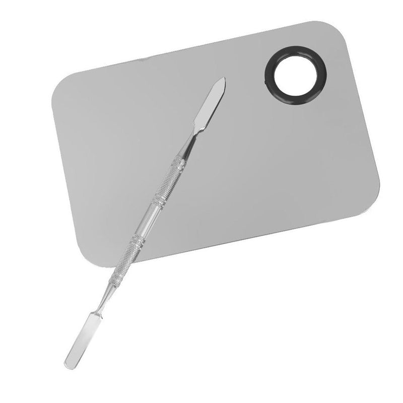 [Australia] - ROSENICE Makeup Mixing Palette - Stainless Steel Make-up Palette Blending Palettes with Spatula Tool for Mixing Foundation Silver 