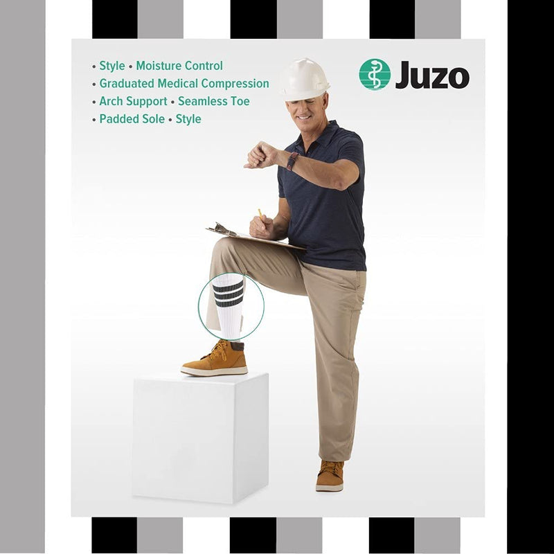 [Australia] - Juzo Power Comfort 15-20 mmHg Knee High Closed Toe Compression Sock Large Retro Black 