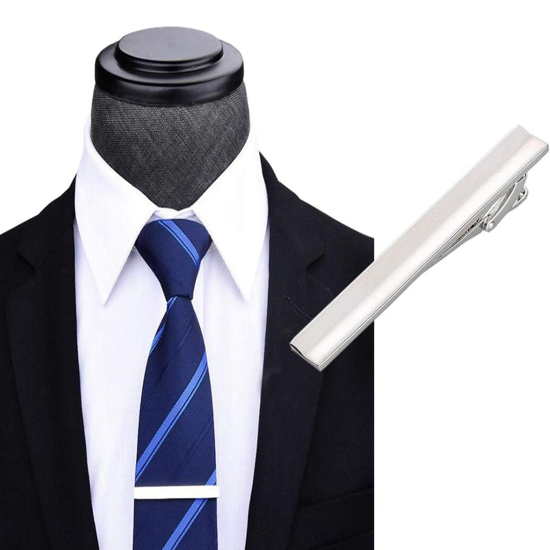 [Australia] - Men's Tie Clip Stainless Steel Metal Simple Necktie Tie Bar Clasp Clip Clamp Pins Sliver Color For Men Business&Party Wedding Best Gift 