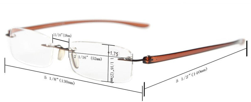 [Australia] - Eyekepper Small Lenes Rimless Reading Glasses Women - Frameless Reader Eyeglasses for Men Reading with Transparent Arms +0.75 Transparent Arm 0.75 x 