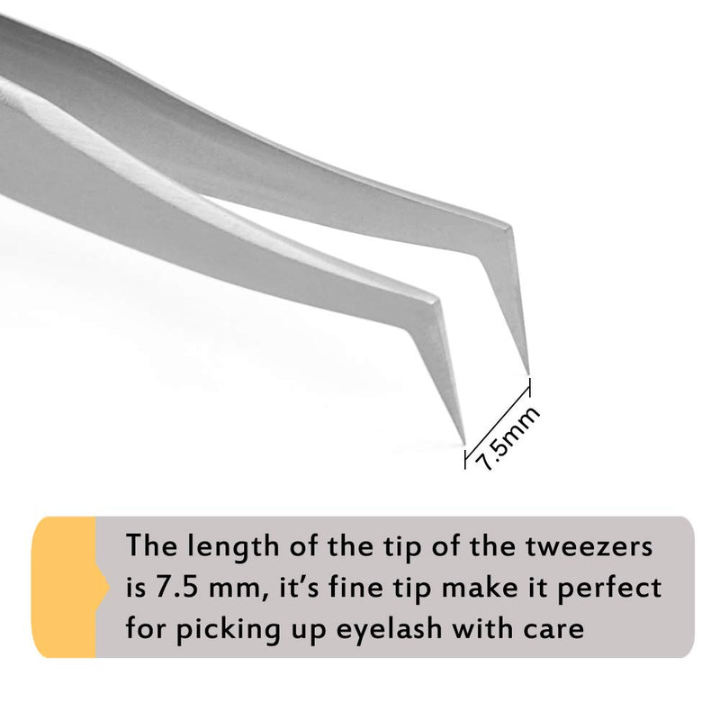 [Australia] - Eyelash Extension Tweezers for Volume Lashes Professional Precision Stainless Steel VETUS 6A-SA Mega Curved L Angled Tips Flat Lashing Tweezer Tools for Individual Eye Lash Extensions 3d Fan Supplies 