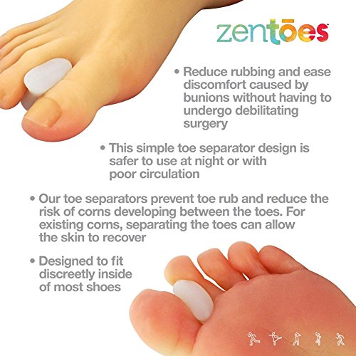 [Australia] - ZenToes 6 Pack Gel Toe Separators with No Loop for Bunions and Corns - Corrector Pads Provide Bunion Relief and Prevent Toe Rub (Small) Small (Pack of 6) 