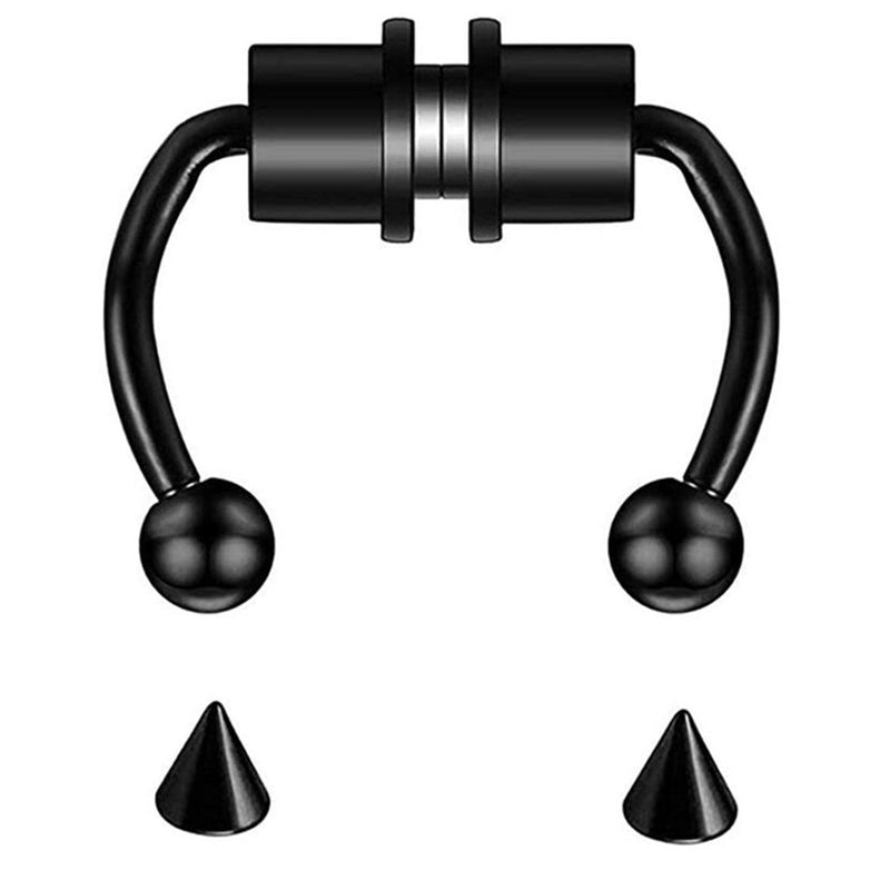 [Australia] - CHUXI 5 Pack Nose Rings Fake Stainless Steel Faux Piercing Jewelry Fake Nose Ring Horseshoe Clip on Circle Hoop No Pierced Septum Nose Ring Women Men 