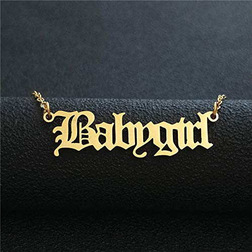 [Australia] - JIAHATE Personalized Name Pendant Necklace,Old English Font Custom Handmade Script Initial Nameplate Necklace Jewelry Gift for Girls Womens,Name Crown Necklace Babygirl-Gold 