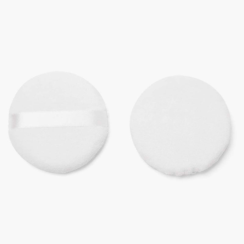 [Australia] - 10 Pcs Powder Puff for Powder Foundation Body Powder and Loose Powder, 3.15 Inch Soft Cotton Smooth Apply Facial and Body Powder Puff with Ribbon Band Handle White 