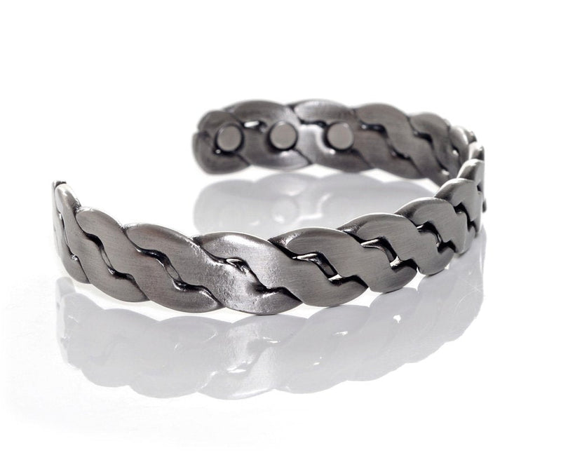 [Australia] - Copper Magnetic Bracelet in Woven Design with a Pewter Finish for Men and Women (Large) L (Pack of 1) 
