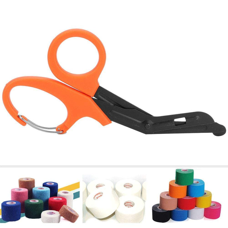 [Australia] - Titanium Bandage Shears Scissors 19cm , EMT and Trauma Shears, Bent Stealth Black Coated for Nurses, Students, Emergency Room (Orange) Orange 