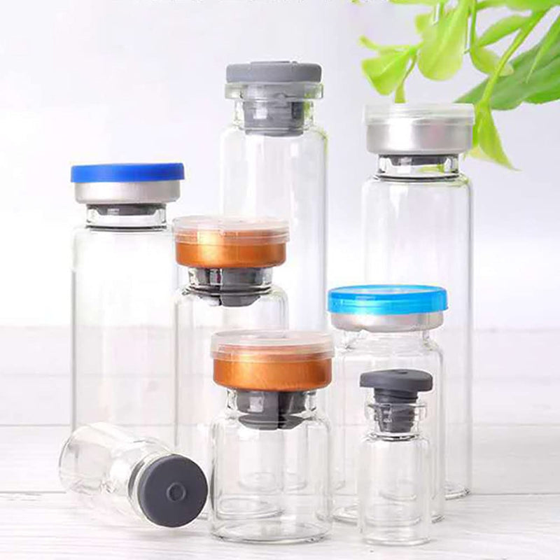 [Australia] - iplusmile 20pcs Glass Headspace Vials Flat Bottom Lab Vial with Plastic- Aluminum Flip Off Caps and Rubber Stoppers 10ml 