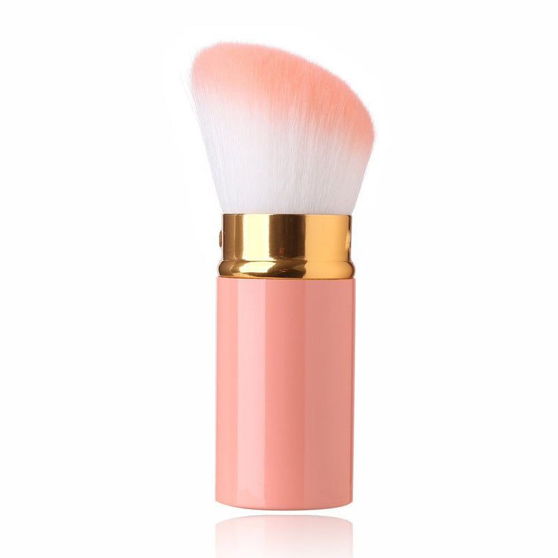 [Australia] - Aguder Retractable Kabuki Brush with Soft Synthetic Fiber Bristles, Pink Gold 
