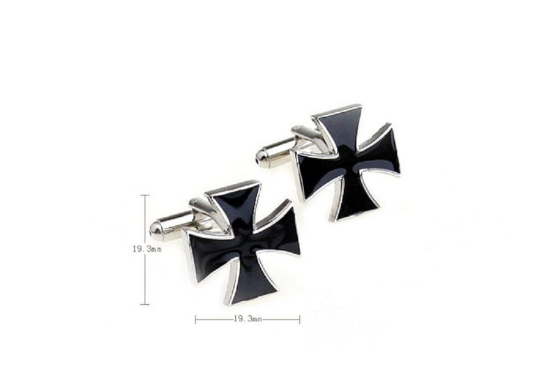 [Australia] - MRCUFF Cross Black Pair Cufflinks in a Presentation Gift Box & Polishing Cloth 