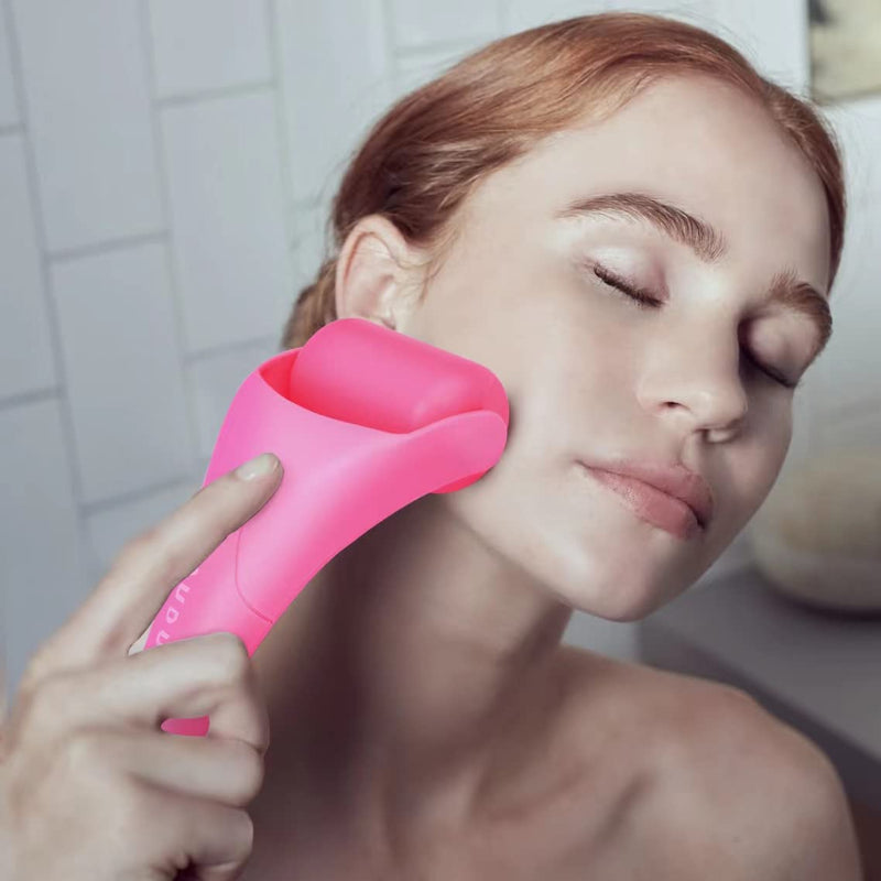 [Australia] - AUDUODUO� Premium skin care tool kit, Ice Roller for facials & GUA SHA facial lifting tool made of natural rose quartz, for Face, Neck, Body massage skin treatment PINK with Guasha 