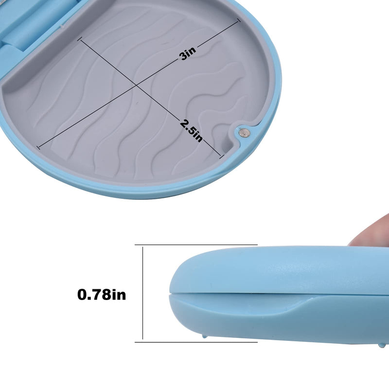 [Australia] - Denture & Teeth Mouth Tray Retainer Box Sets Partial Denture Box with 2Pcs Aligner Removal Tool and 9Pcs Invisible Chewer (Blue) Blue 