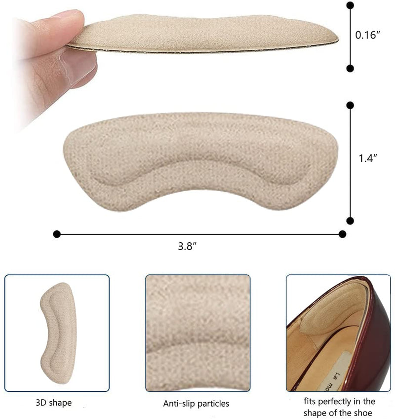 [Australia] - Heel Grips, Heel Cushion Pads for Loose Shoes, 4 Pairs Heel Protectors, Heel Inserts Grips Liners for Women Men Shoes Too Big Black & Skin 