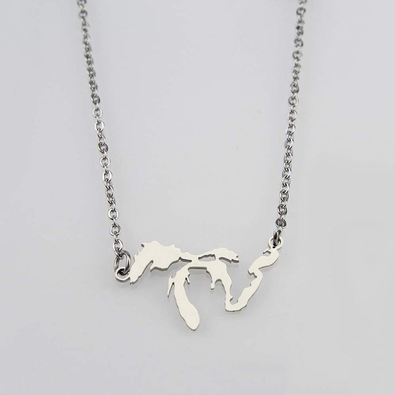 [Australia] - WUSUANED Great Lakes Necklace I Heart Minnesota Lake Michigan Jewelry Gift michigan necklace 