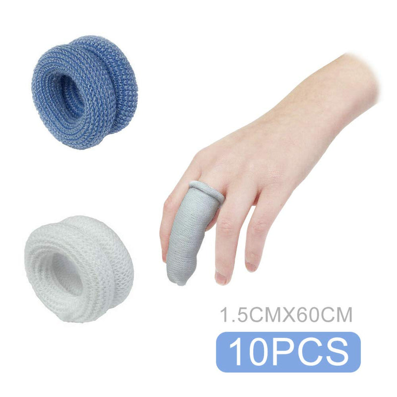 [Australia] - TOOLSTAR 10PCS Finger Bandage, First Aid Tublar Bandage Finger Bobs Cots Buddies Dressings 15x600mm for Use Beneath A Finger Cot (Pack of 10 White Colour) 